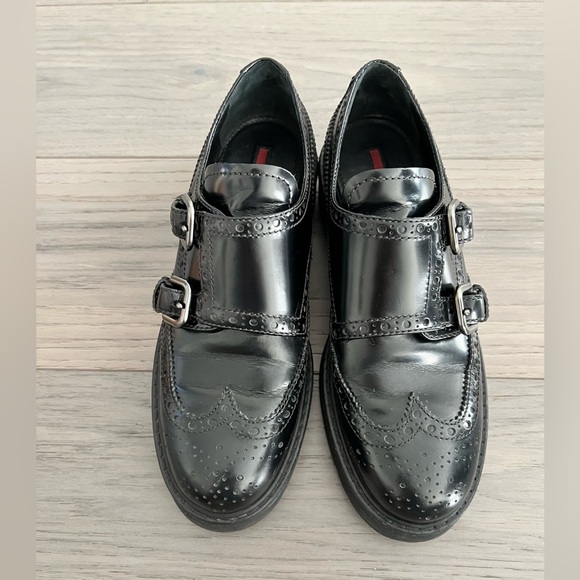Prada Shoes - PRADA Classic Black Double Monk Strap Brogues - Women's